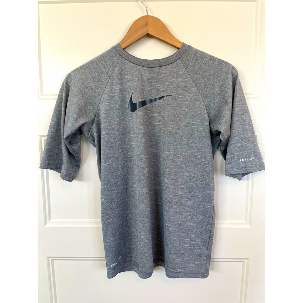 Nike Swim Dri-FIT UPF 40+ Gray Short Sleeve Rash Guard Men’s XL Athletic Shirt